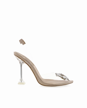 FRANCESCA - NUDE PATENT Elastic Band suede look