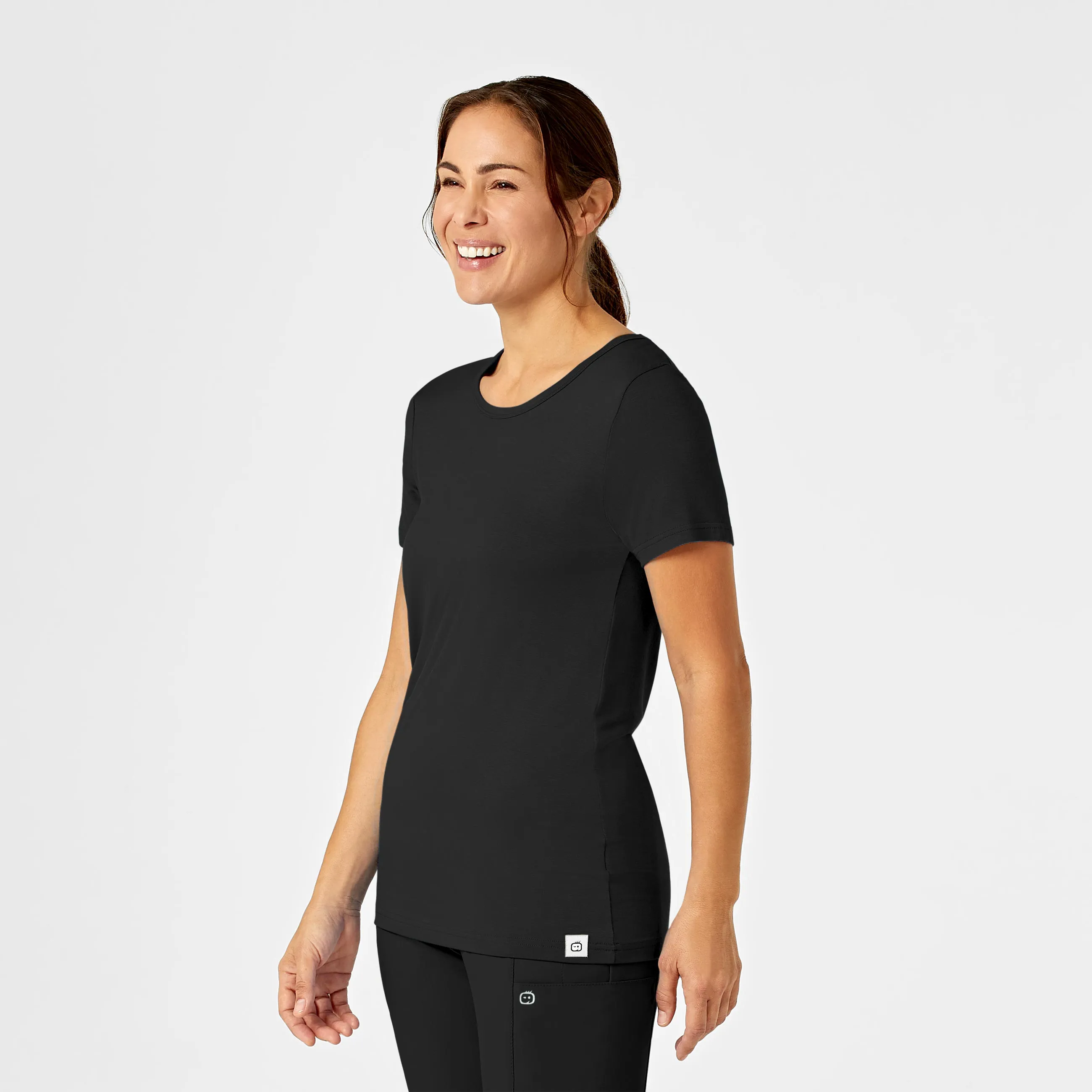 Antistatic Silky Knit Short Sleeve Tee - Black