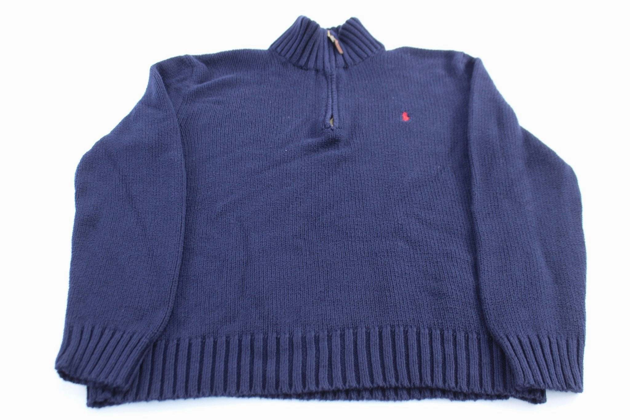 Polo by Ralph Lauren Embroidered Logo Blue Pullover Sweater Muscular Frame Classic Bold