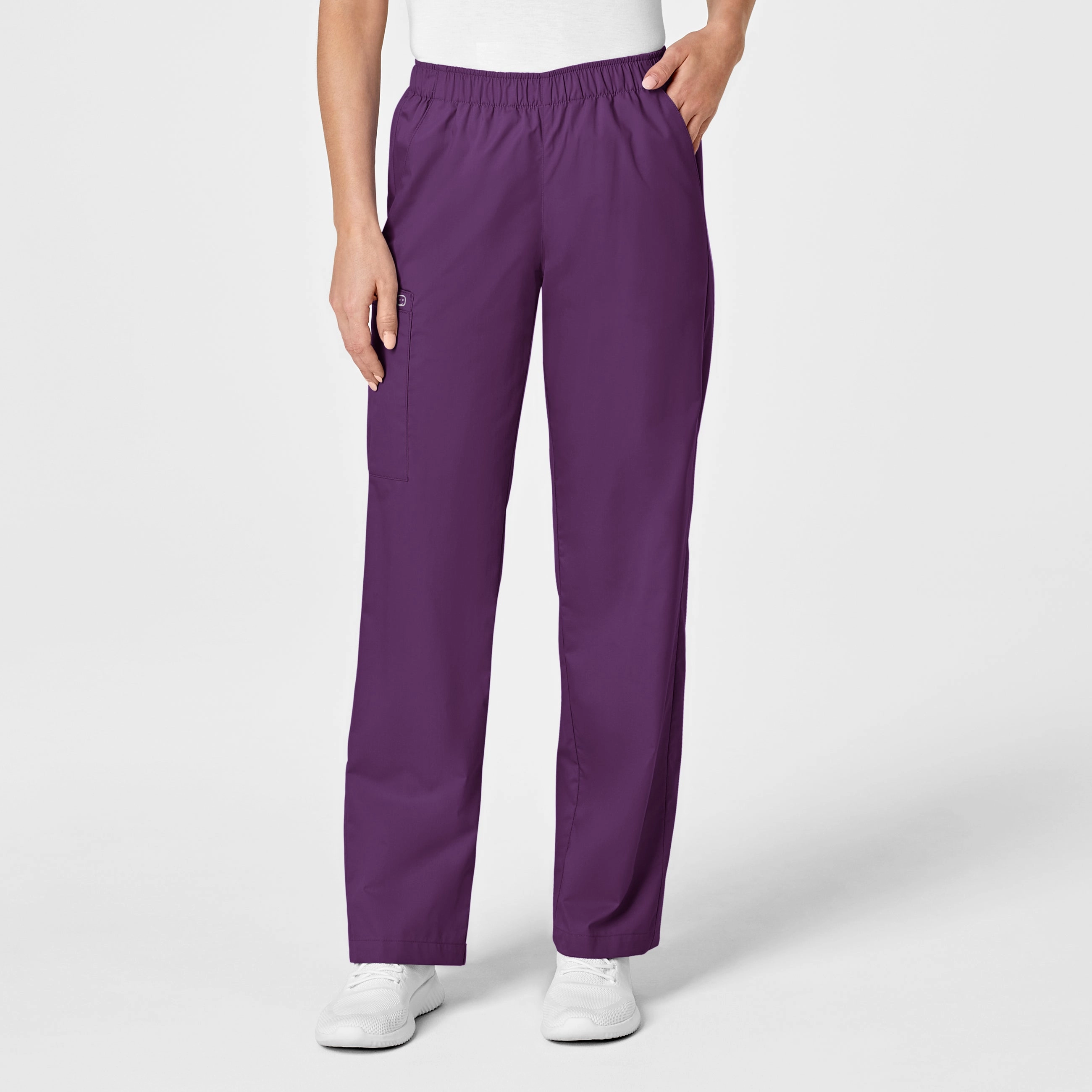 Street Active Performance Design Fit WonderWORK Women's Pull-On Cargo Scrub Pant - Eggplant
