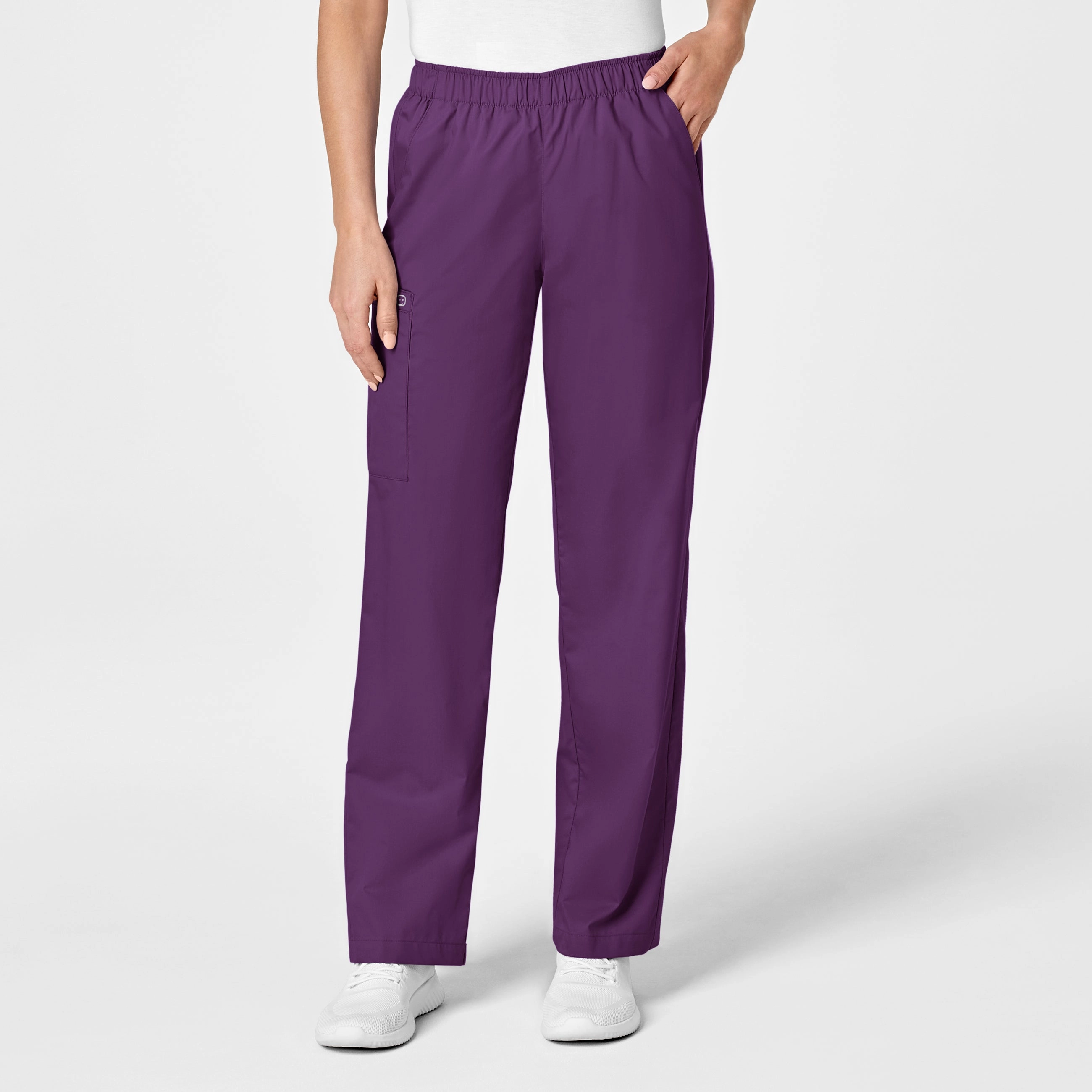 Flexible Comfort Wear Windproof Design WonderWORK Women's Pull-On Cargo Scrub Pant - Eggplant