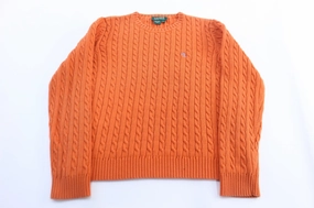 Street Layer Women's Ralph Lauren Orange Cable Knit Sweater