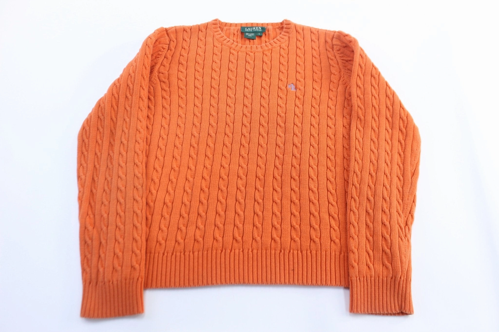 Street Layer Women's Ralph Lauren Orange Cable Knit Sweater