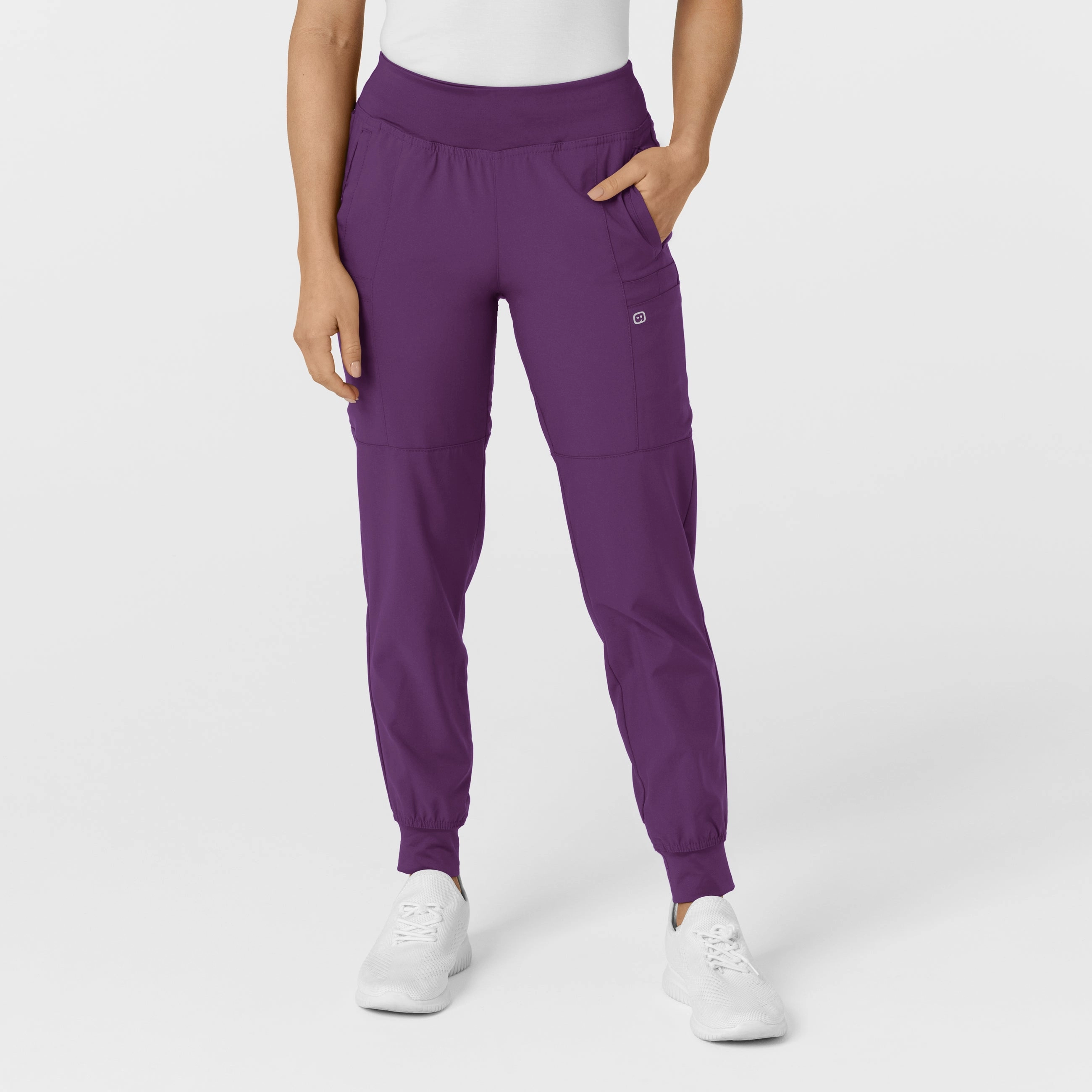 NonRestrictiveCut EasyCareFabric W123 Women's Comfort Waist Cargo Jogger Scrub Pant - Eggplant