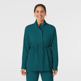 BreathableMesh Drop Shoulder Cut RENEW Women's Convertible Hood Fashion Jacket - Caribbean Blue