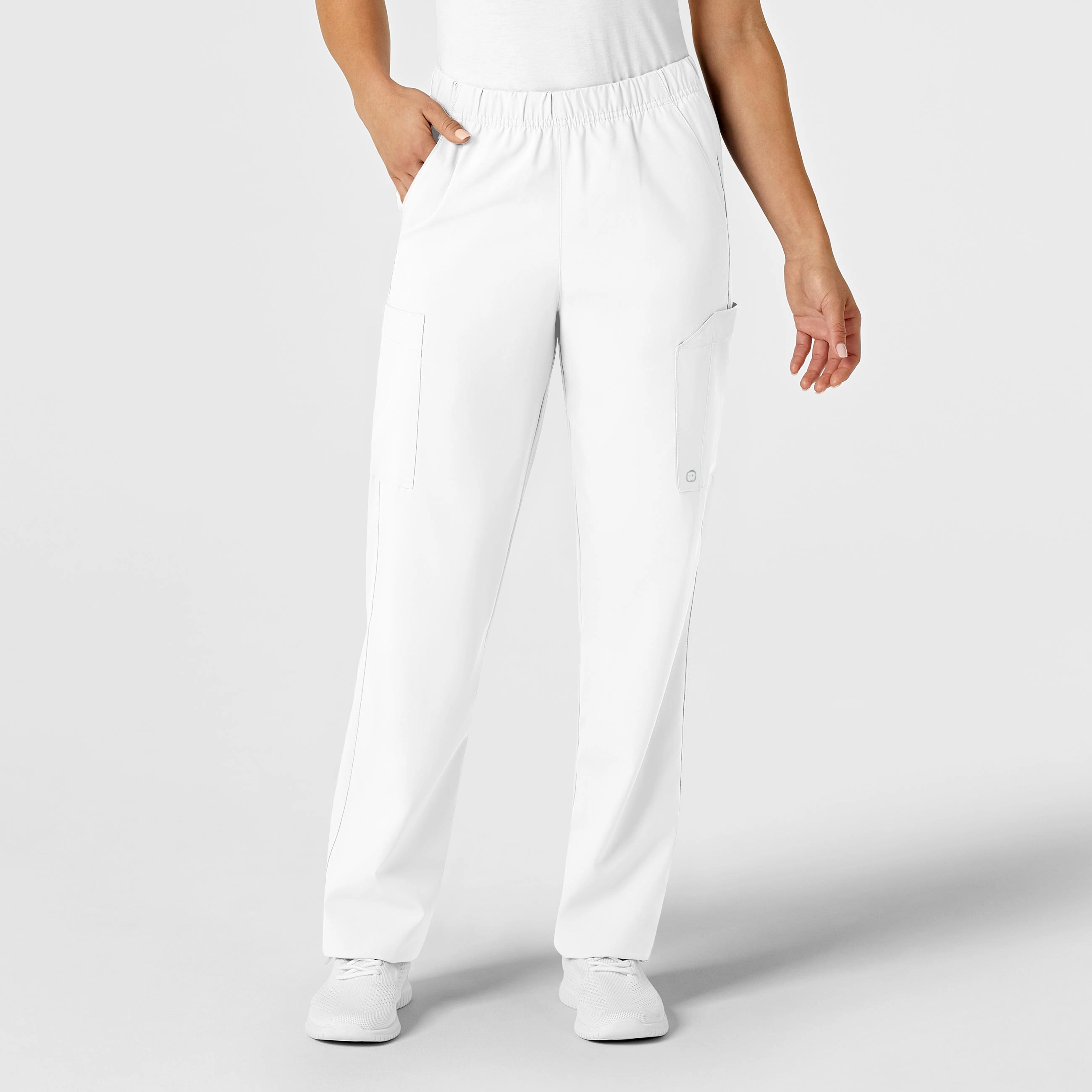 W123 Unisex Multi-Cargo Scrub Pant - White Free Movement