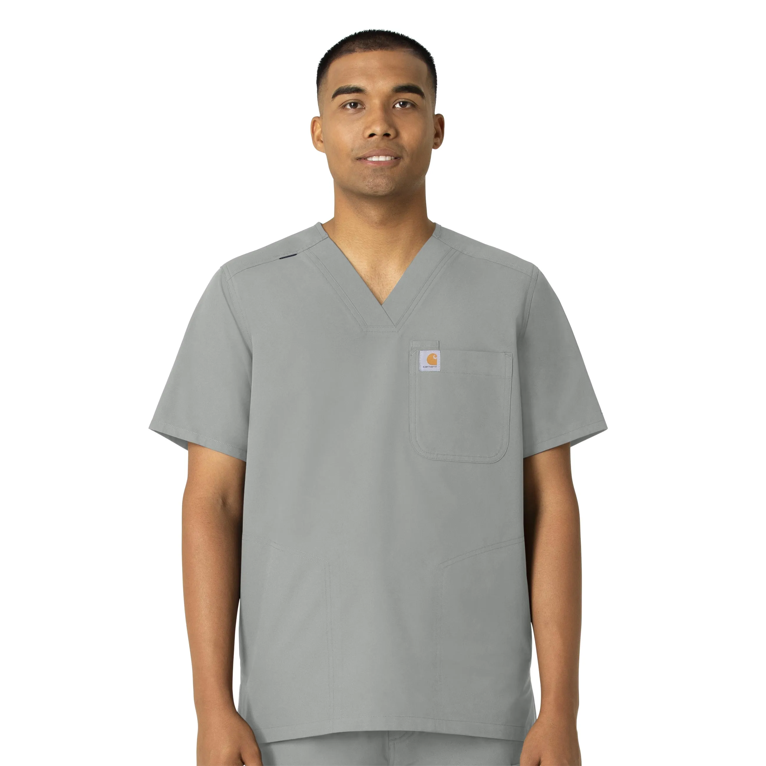 MeshPanel Carhartt Force Essentials Men's V-Neck Shirttail Scrub Top - Grey