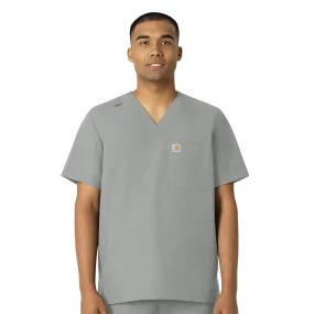 Carhartt Force Essentials Men's V-Neck Shirttail Scrub Top - Grey ReinforcedEdges