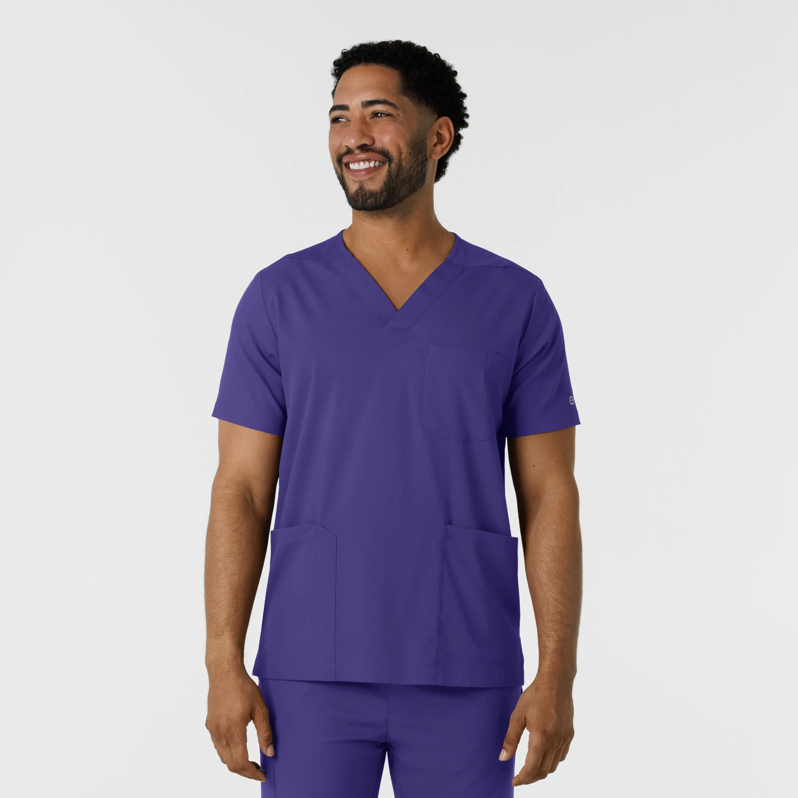 Boundless Men's Multi Pocket V-Neck Scrub Top - Grape TaglessDesign