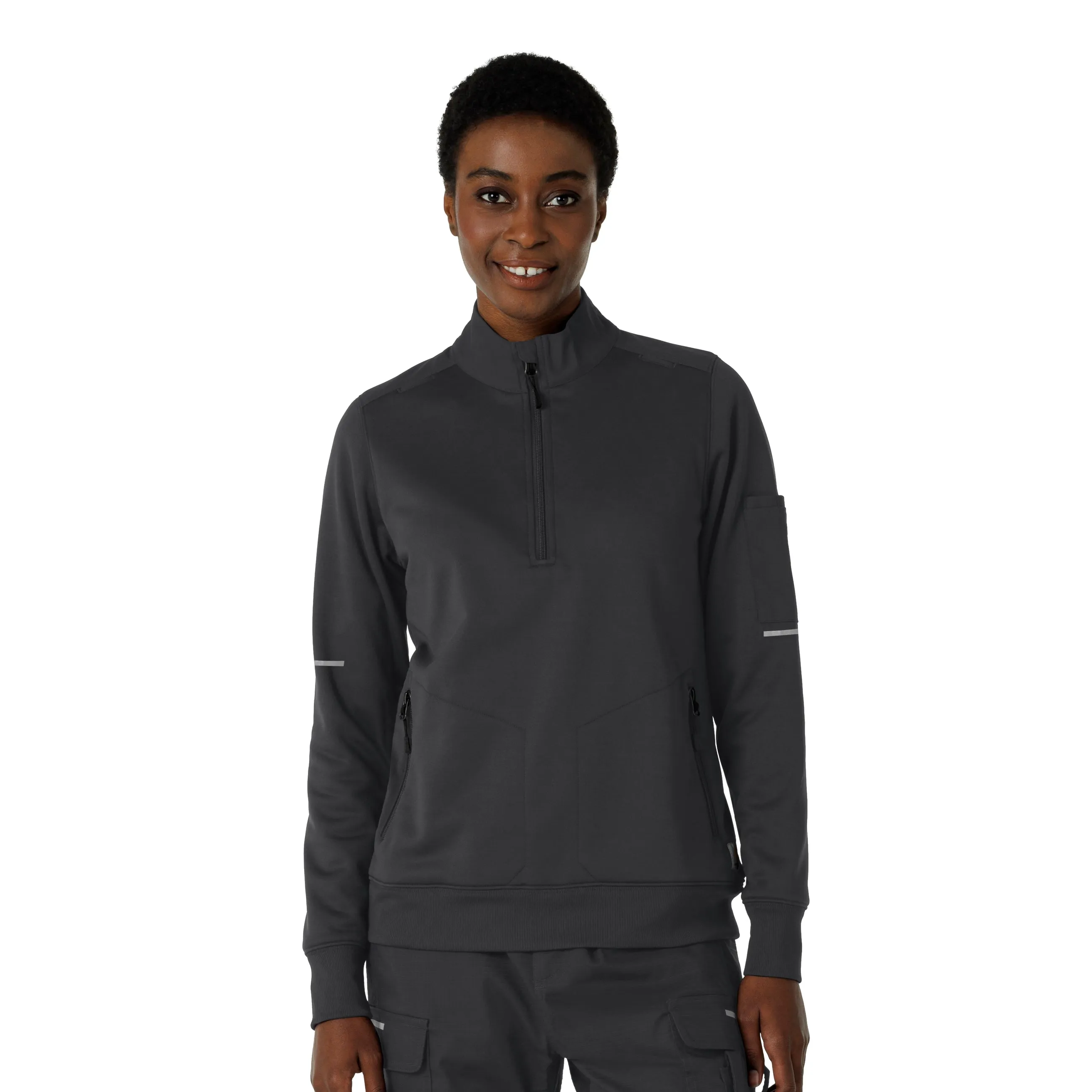 Carhartt Rugged Flex RSCU Women's Half Zip - Pewter FlatlockSeams