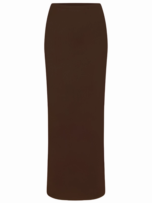 Essential Wear Emma Butter Rib Skirt in Chocolate