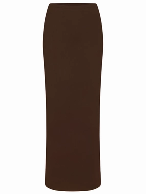 Essential Wear Emma Butter Rib Skirt in Chocolate