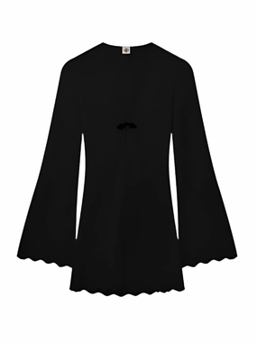 Tanzania Short Dress in Black Reflective Yarn Accent Minimalist Stitching