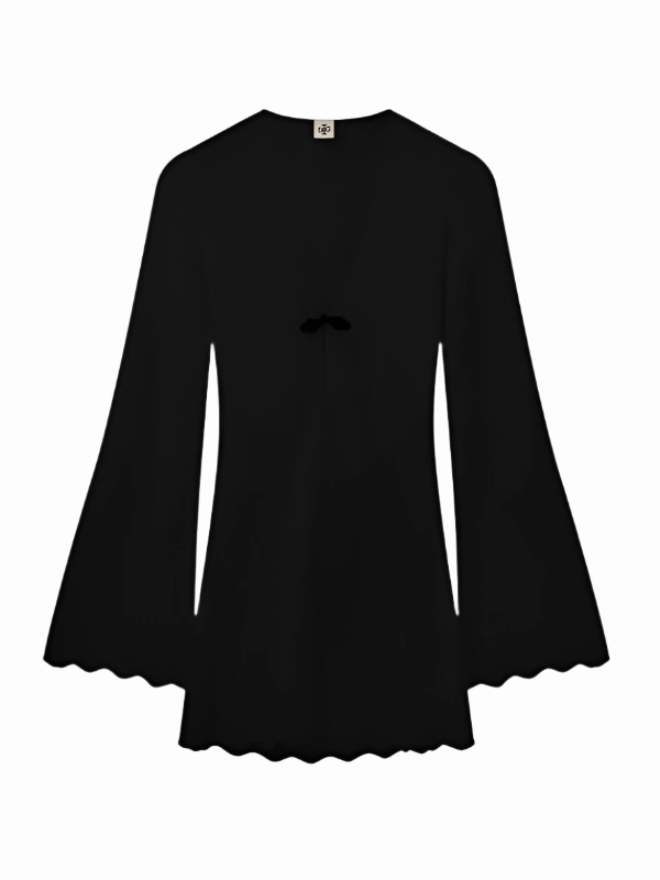 Tanzania Short Dress in Black Reflective Yarn Accent Minimalist Stitching