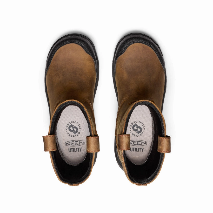 Women's Evanston Pull-On Waterproof Boot (Carbon Toe)  |  Bison/Black All-day Traction