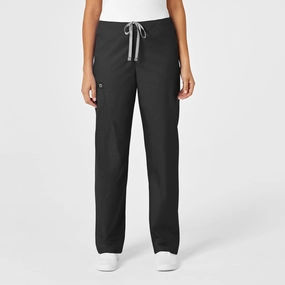 Long Wear WonderWORK Unisex Drawstring Cargo Scrub Pant - Black