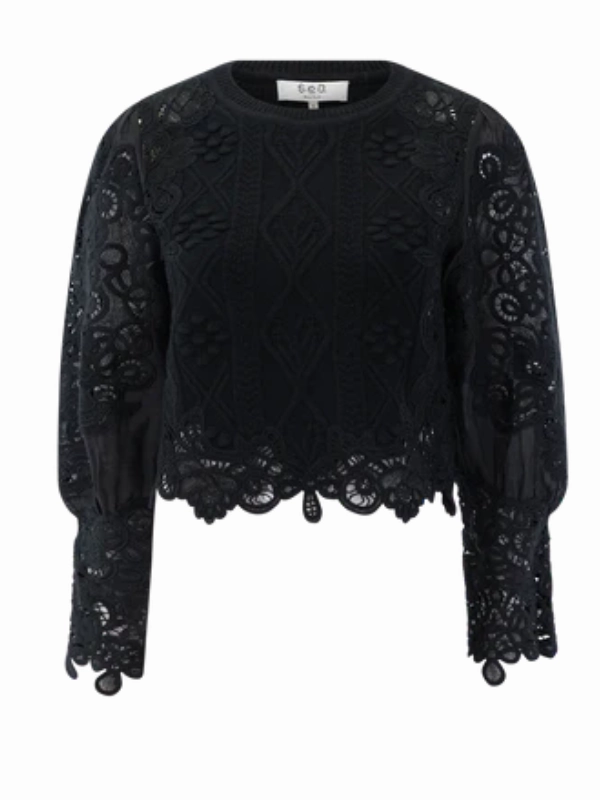 Vania Sweater in Black FourWay Stretch Design