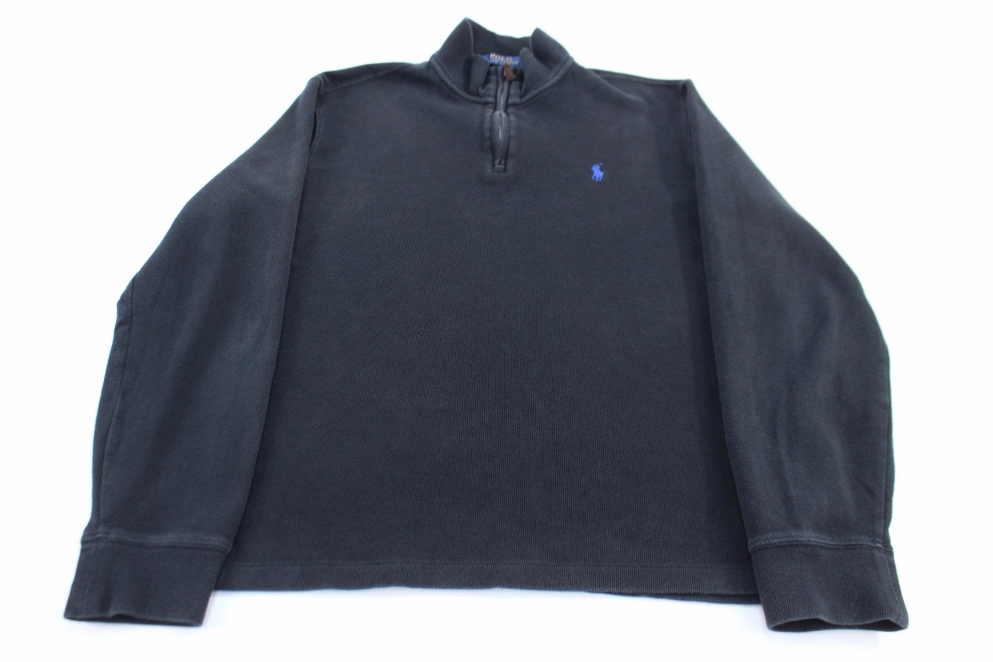 Cozy Style Errand Ready Polo Ralph Lauren Embroidered Logo Black Quarter Zip Sweater