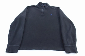 Cozy Style Errand Ready Polo Ralph Lauren Embroidered Logo Black Quarter Zip Sweater