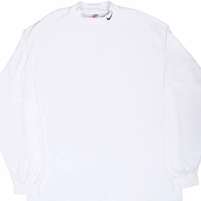 weekday wear Sleek Waist VINTAGE NIKE LONG SLEEVE TURTLE NECK WHITE TEE SHIRT 1990S XL MADE IN USA