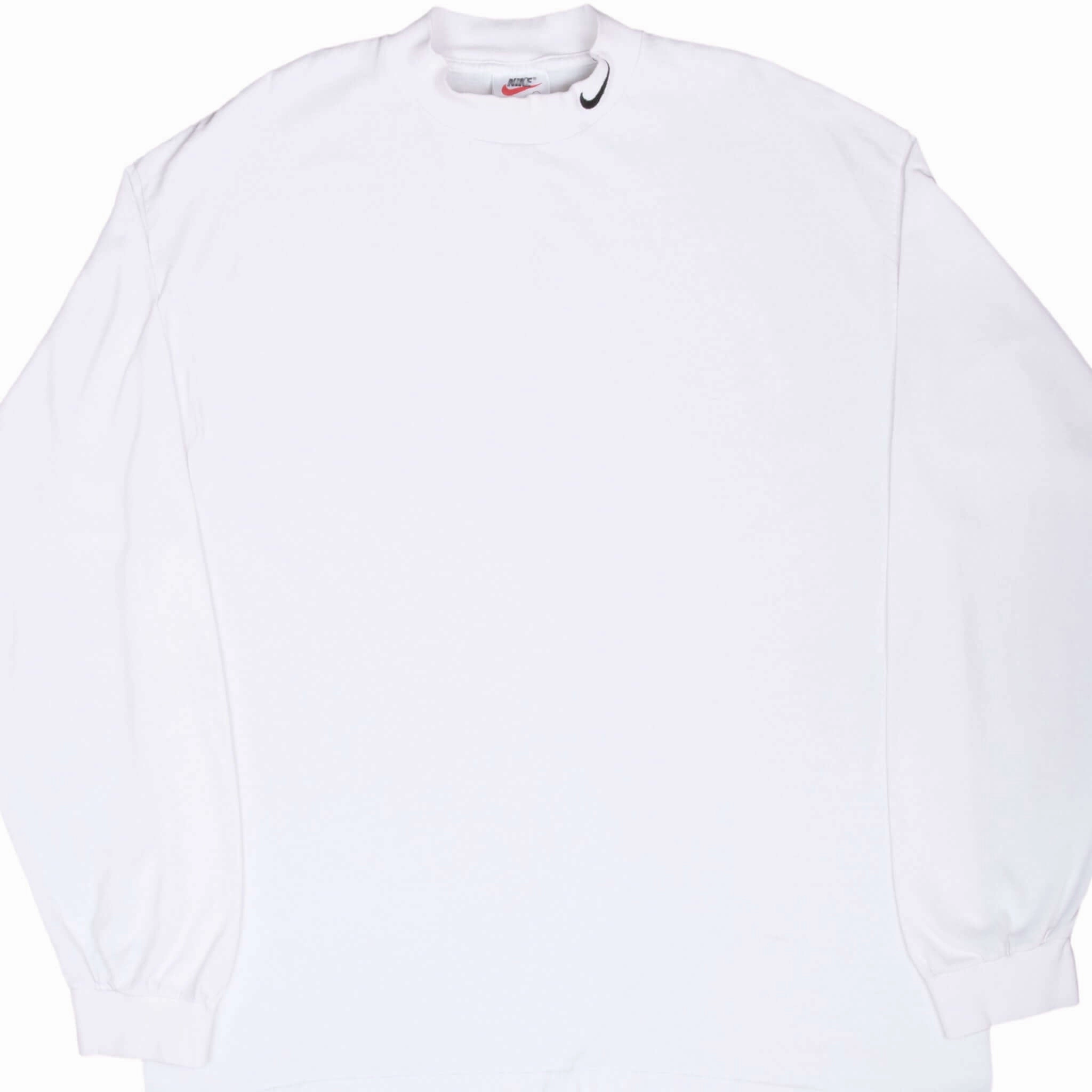 weekday wear Sleek Waist VINTAGE NIKE LONG SLEEVE TURTLE NECK WHITE TEE SHIRT 1990S XL MADE IN USA