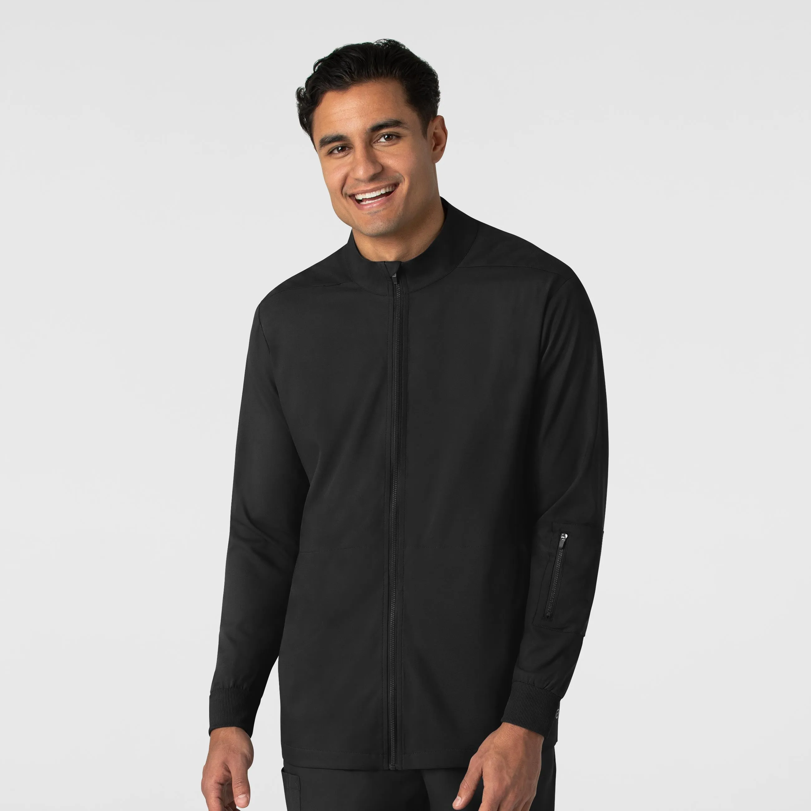 MoistureWicking Material UltraSoftInterior Boundless Men's Warm Up Scrub Jacket - Black