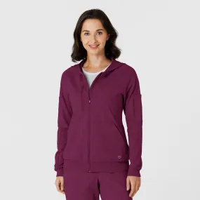 Fade Resistant Dye Sporty Top RENEW Knit Women??s Zip Hoodie - Wine