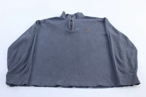 Polo Ralph Lauren Embroidered Logo Grey Quarter Zip Sweater color fast Sustainable Fabric