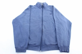 Regular Fit Nike Embroidered Logo Blue Zip Up Sweater