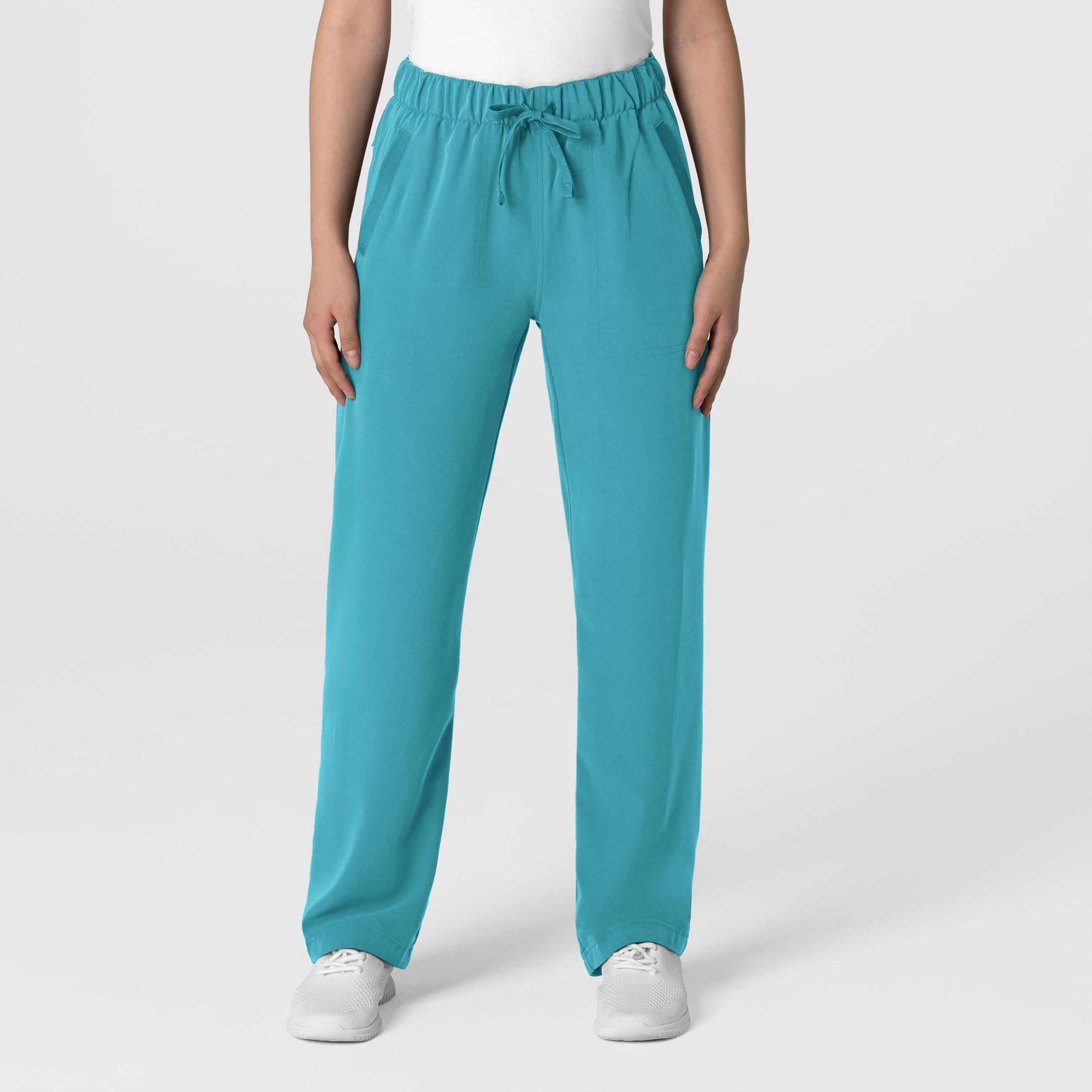 Nova Women's Stovepipe High-Low Hem Scrub Pant - Teal Blue Compact Packability