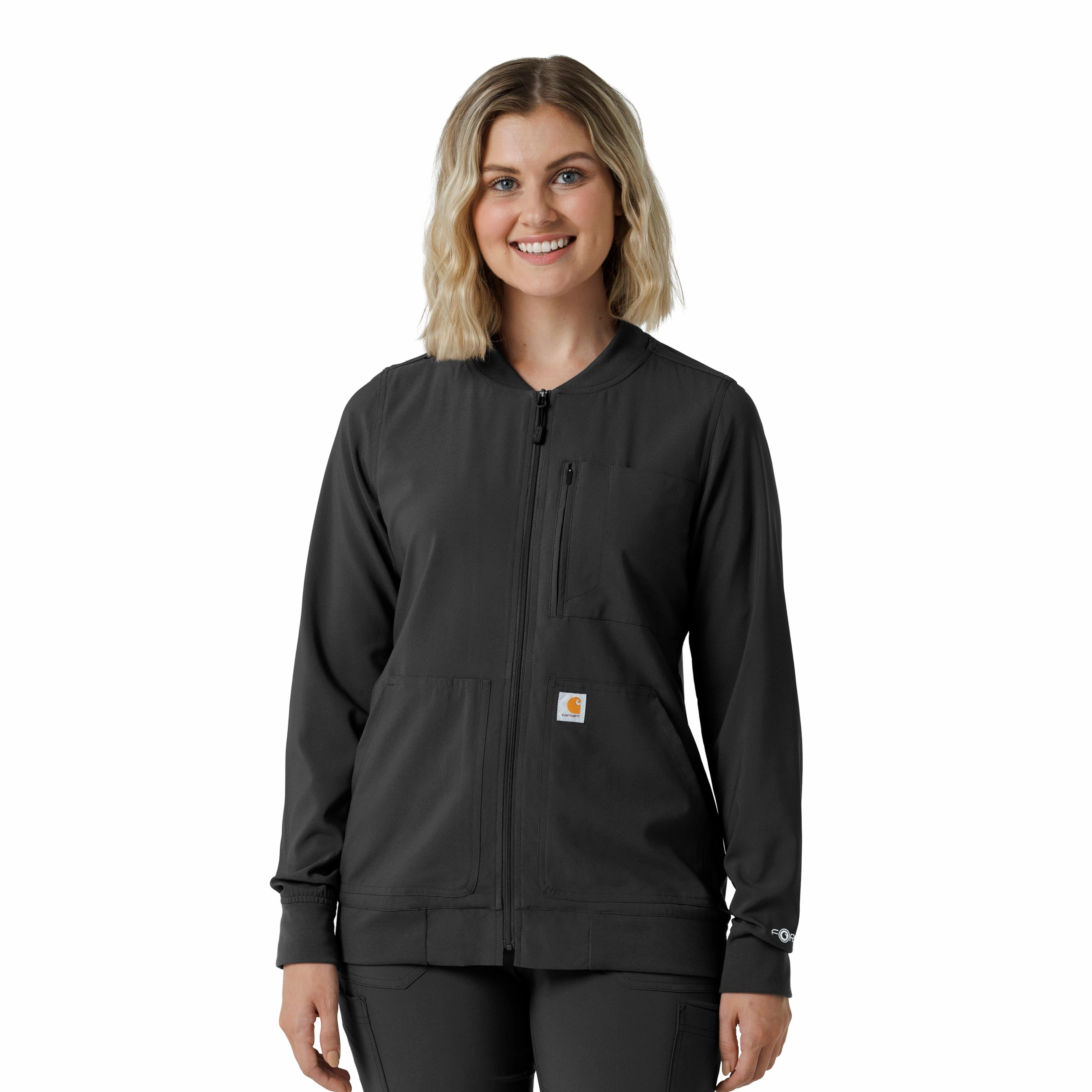 Versatile Layering Piece Carhartt Force Cross-Flex Women's Lightweight Scrub Jacket - Black