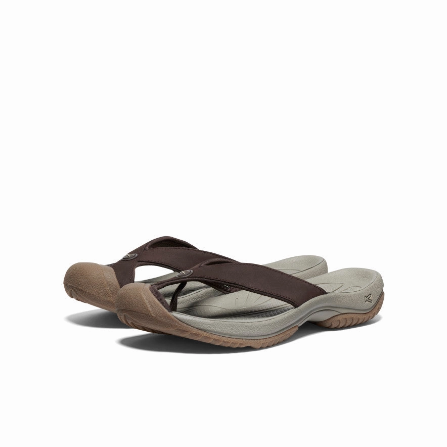 All Season Energy Return Foam Men's Waimea Leather Flip-Flop  |  Java/Plaza Taupe