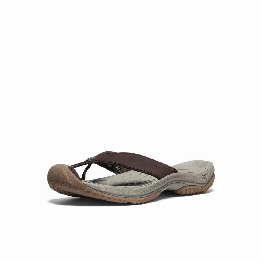 Men's Waimea Leather Flip-Flop  |  Java/Plaza Taupe Wide Straps Grip Safe