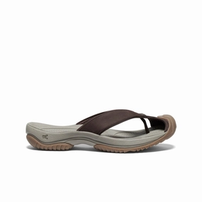 Soft Step Open Form Men's Waimea Leather Flip-Flop  |  Java/Plaza Taupe