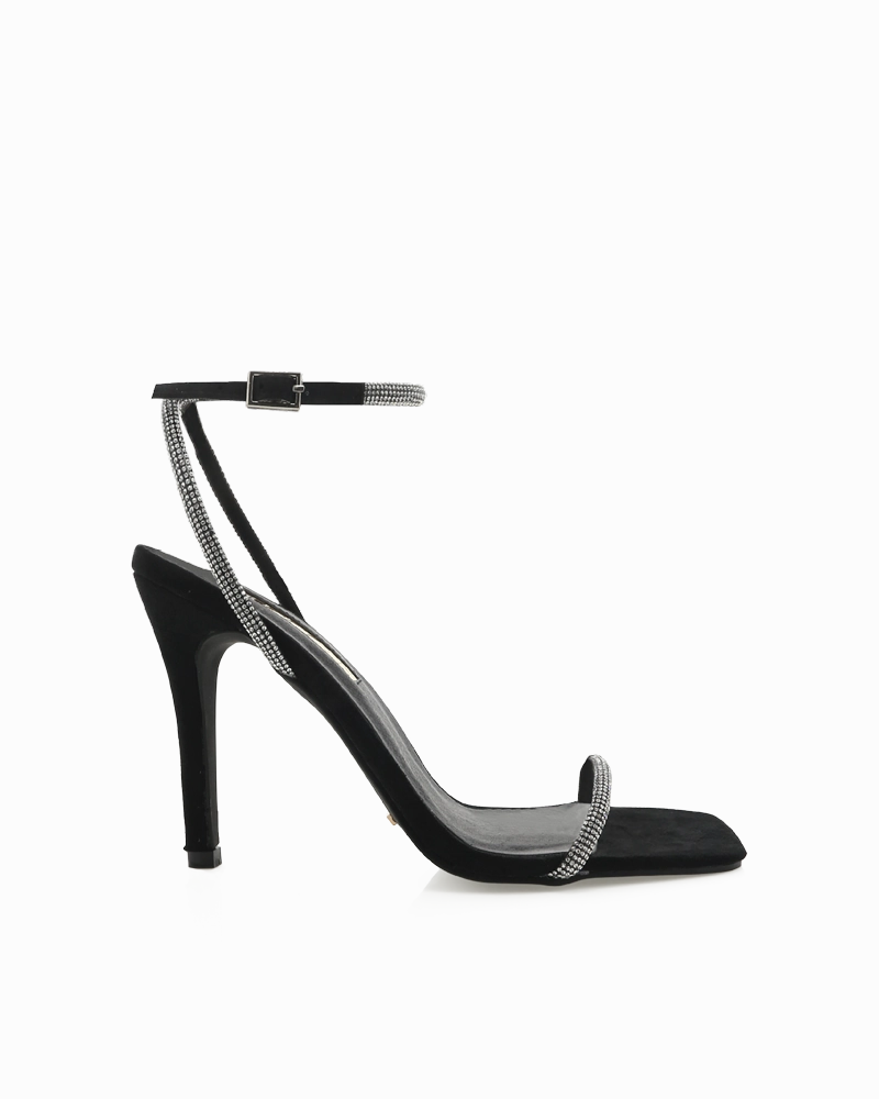 STARLETTE - DIAMANTE-BLACK SUEDE Premium Sandals