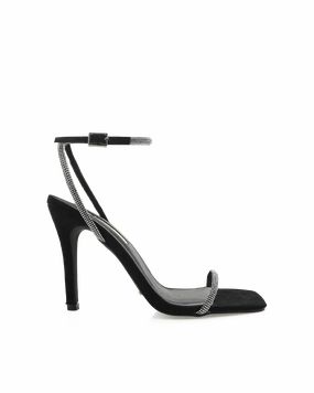 STARLETTE - DIAMANTE-BLACK SUEDE Premium Sandals