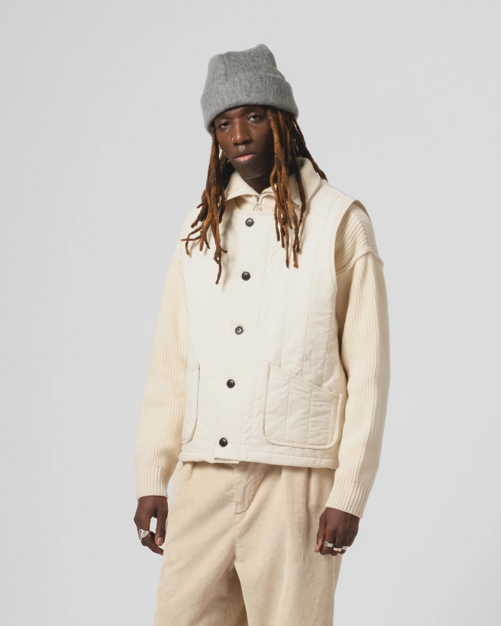 Barrage Vest Quilted Cotton Ecru Winter Shield