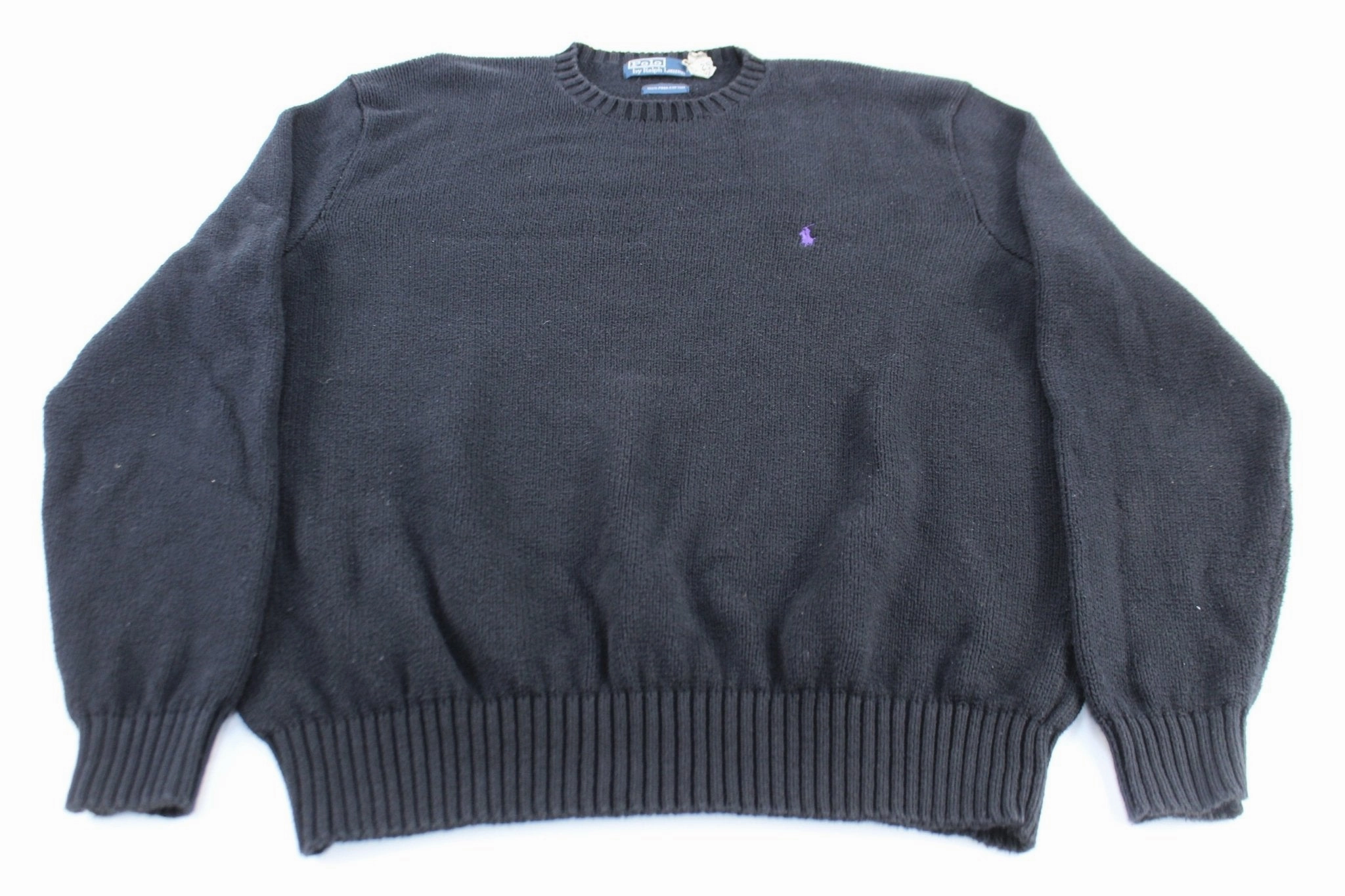 Polo by Ralph Lauren Embroidered Logo Black Knit Sweater right for spring