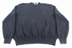 Polo by Ralph Lauren Embroidered Logo Black Knit Sweater right for spring