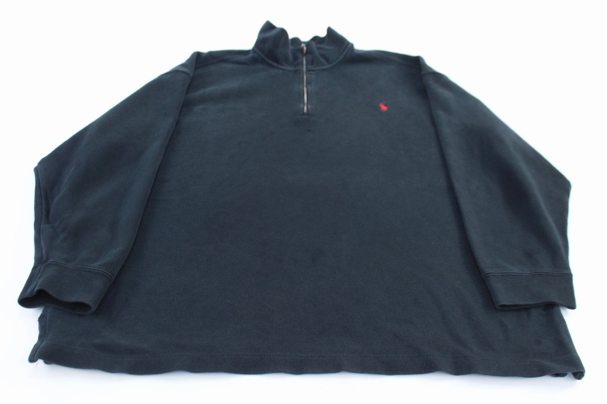 product beach relaxation vibe product festival wearability Polo Ralph Lauren Embroidered Logo Black Quarter Zip Sweater