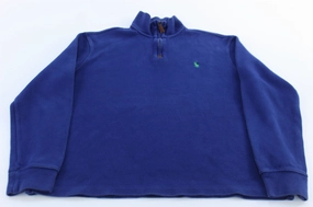 Travel Active Warm Essentials Polo Ralph Lauren Embroidered Logo Blue Quarter Zip Sweater