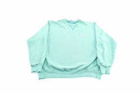 90's Champion Embroidered Logo Green Sweatshirt Cold Weather product hiking suitability