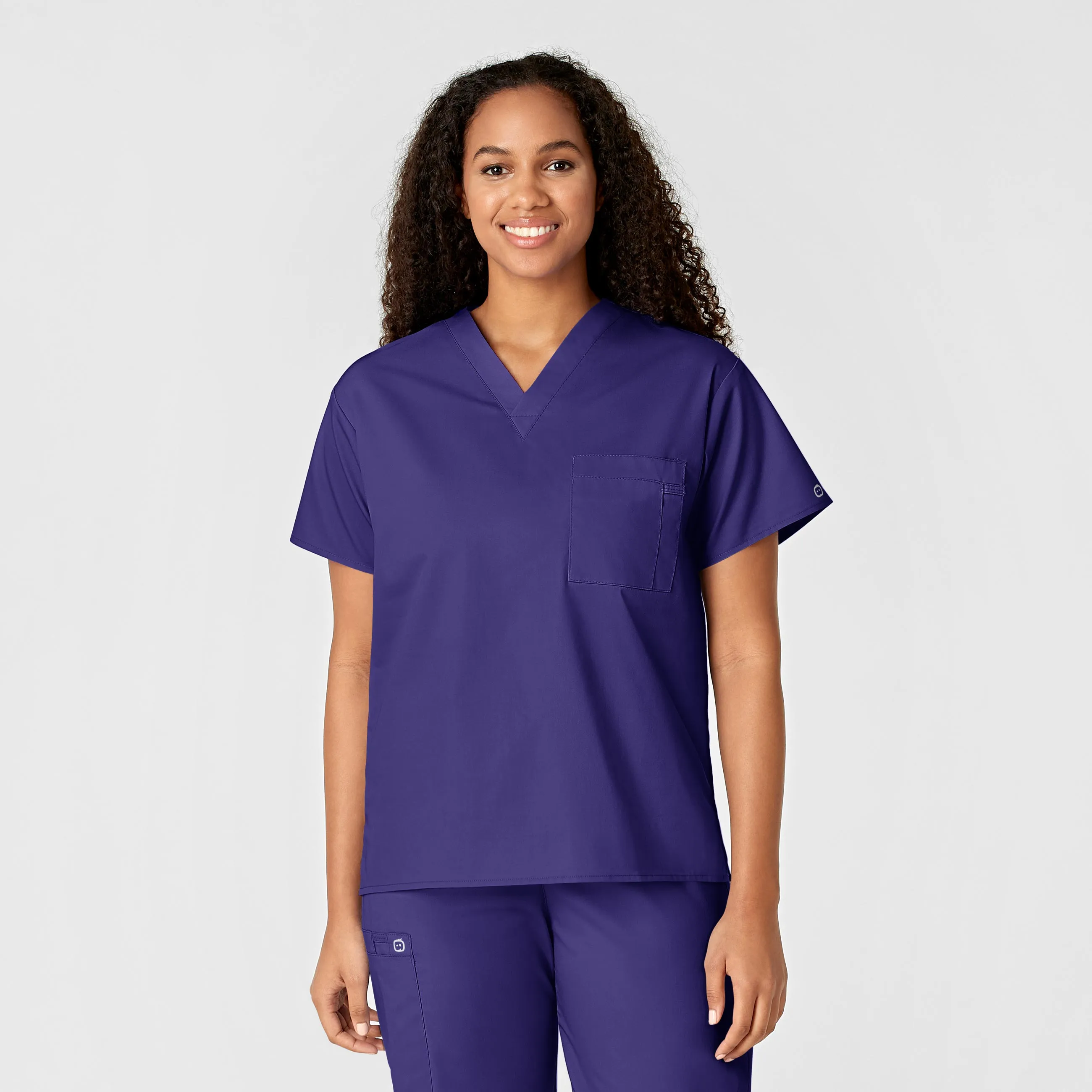 FourWayStretch DropShoulder WonderWORK Unisex V-Neck Scrub Top - Grape