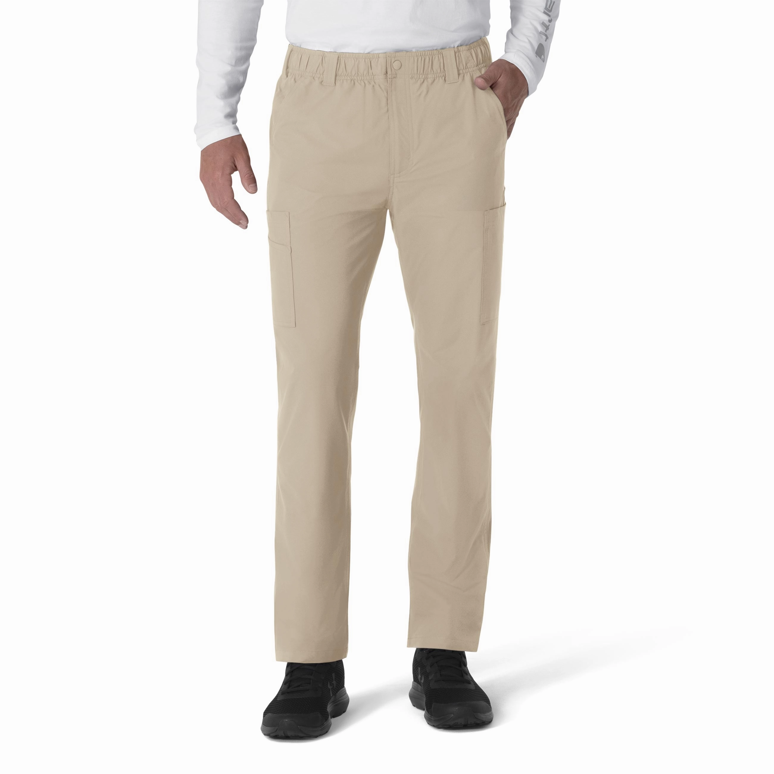 Carhartt Force Essentials Men's Straight Leg Cargo Scrub Pant - Khaki Breathable mesh Moisture Wicking Fabric