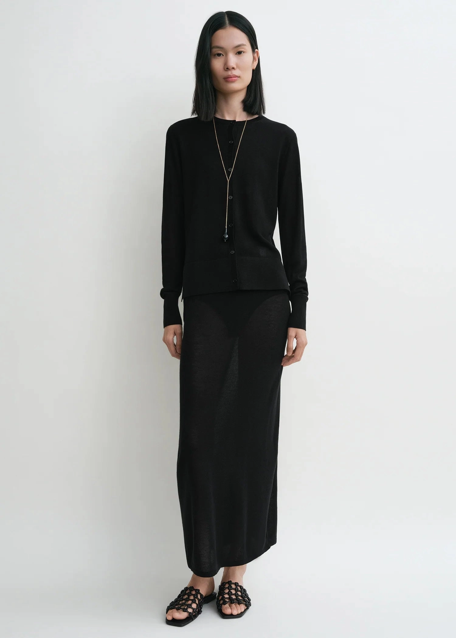 Fine Knit Cardigan in Black NonIrritating Seams