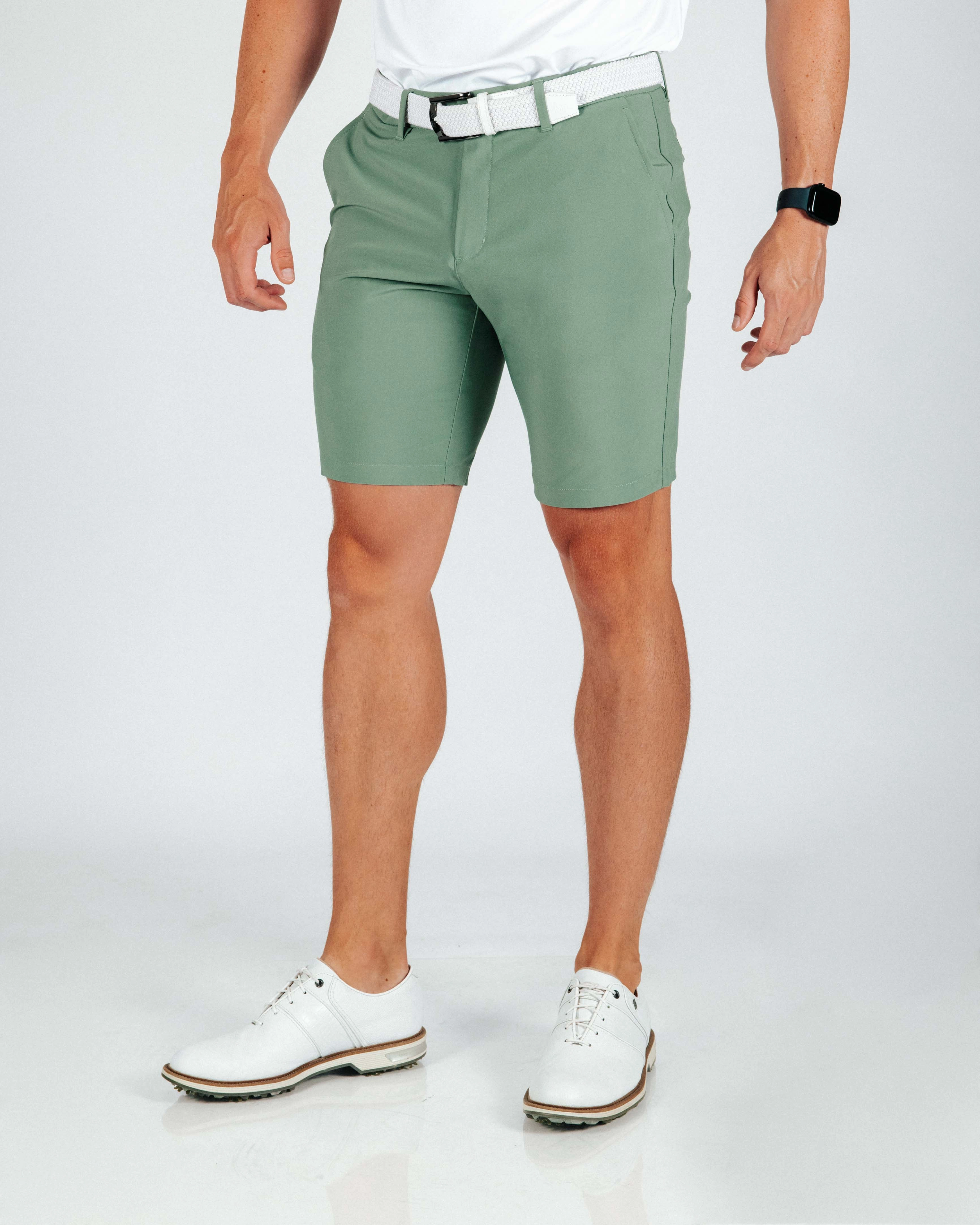 Men's Sage Green Golf Shorts Non Slip Inner Grip Movement Freedom
