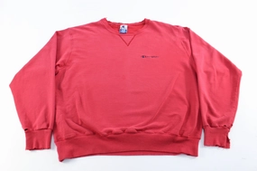 Champion Embroidered Logo Red Sweatshirt Winter Essential consumer preference