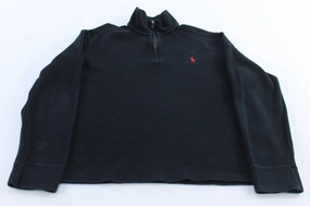 Polo by Ralph Lauren Embroidered Logo Black Quarter Zip Sweater product watch punctuality