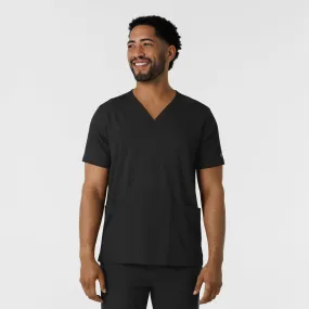 Stylish Jacket Snag Resistant Fabric Boundless Men's Multi Pocket V-Neck Scrub Top - Black