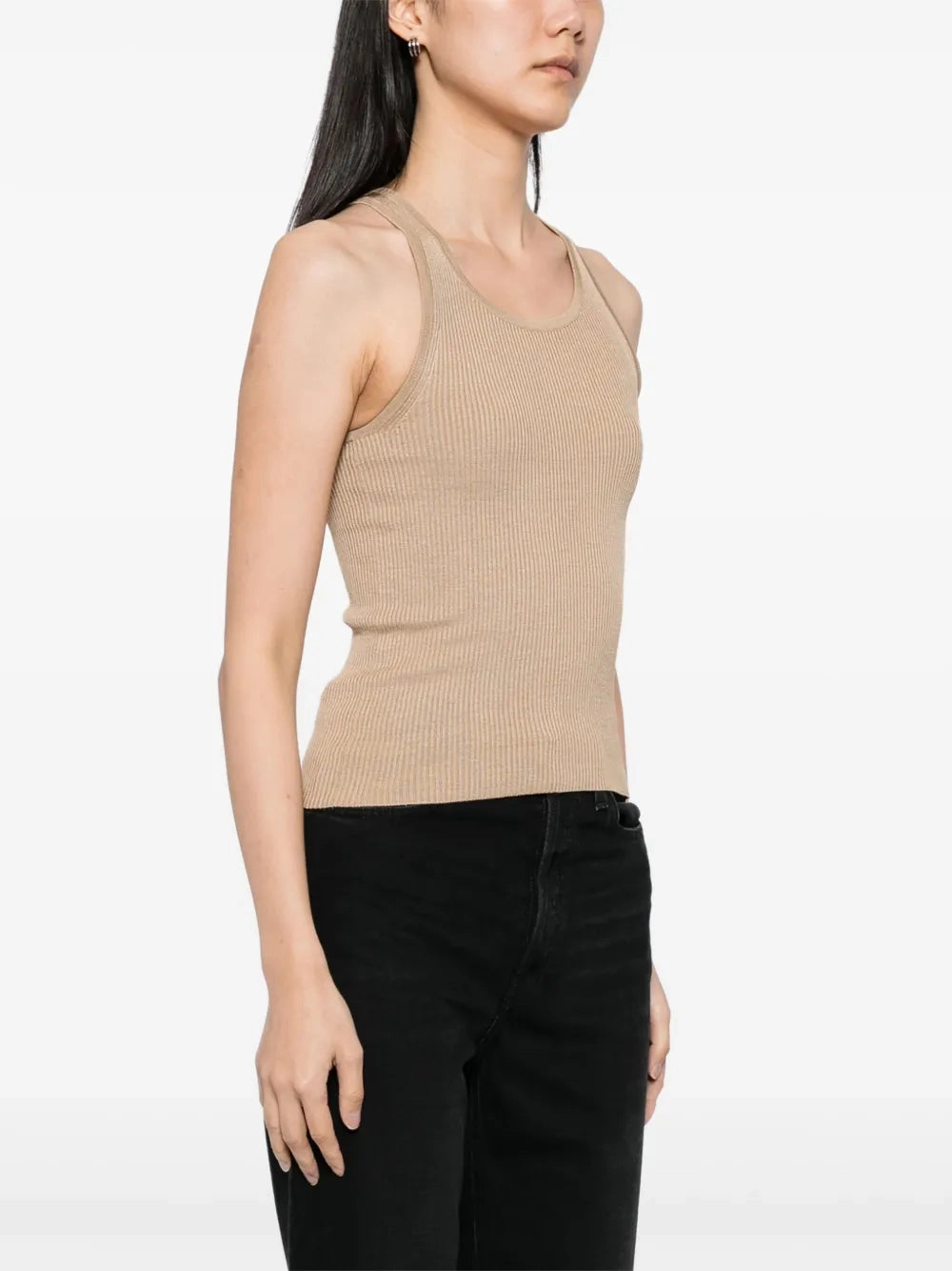 Travel Comforted Lottie Silk Tank in Camel